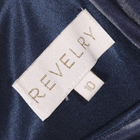 REVELRY‎ Women's Velvet Maxi Dress Size 10 Blue Gray Back Cutout Sleeveless - Picture 3 of 9